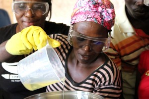 soapmaking in Mizak, haiti