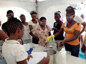 women making soap in haiti